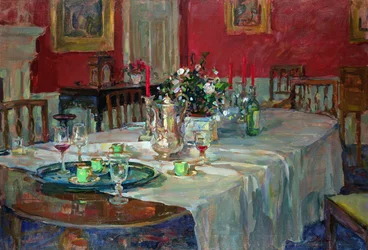 Dining Table with Silver Jug